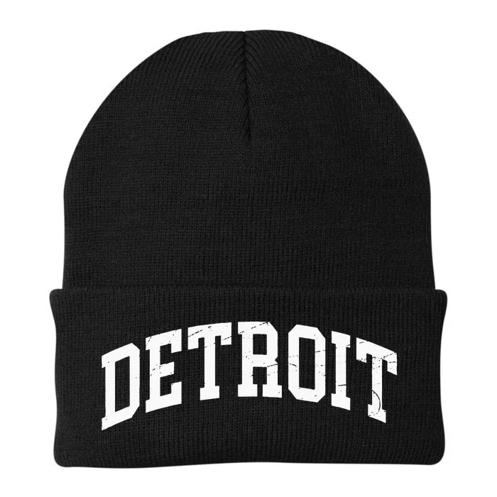 Detroit Michigan Vintage Worn Design Classic Knit Cap Winter Beanie