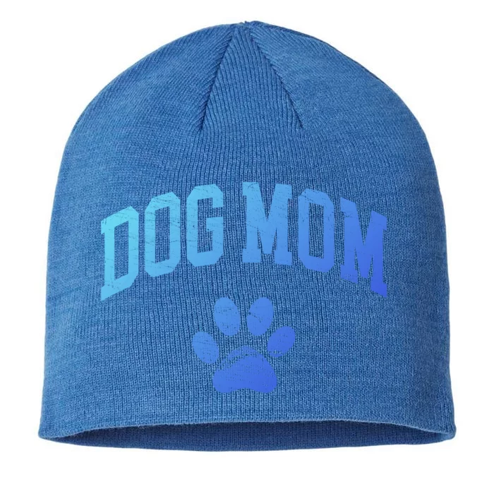 Dog Mom Vintage Distressed Design Funny Dog Paw Meaningful Gift 8 1/2in Sustainable Knit Beanie