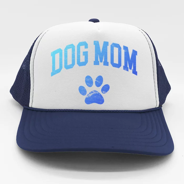 Dog Mom Vintage Distressed Design Funny Dog Paw Meaningful Gift Trucker Hat