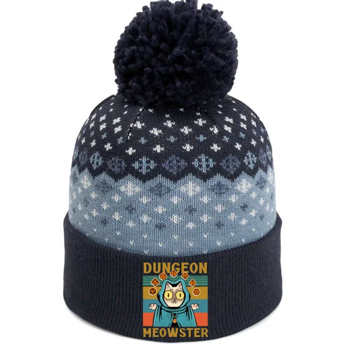 Dungeon Meowster Vintage Nerdy Gamer Cat The Baniff Cuffed Pom Beanie