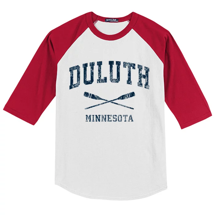 Duluth Minnesota Vintage Nautical Paddles Sports Oars Kids Colorblock Raglan Jersey