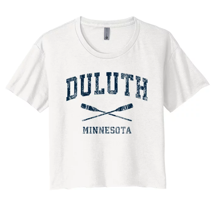 Duluth Minnesota Vintage Nautical Paddles Sports Oars Women's Crop Top Tee