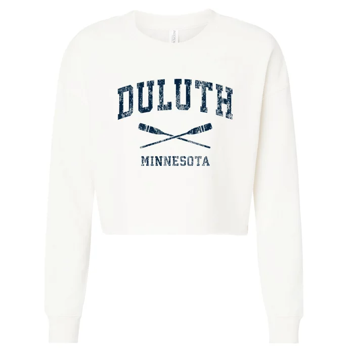 Duluth Minnesota Vintage Nautical Paddles Sports Oars Cropped Pullover Crew