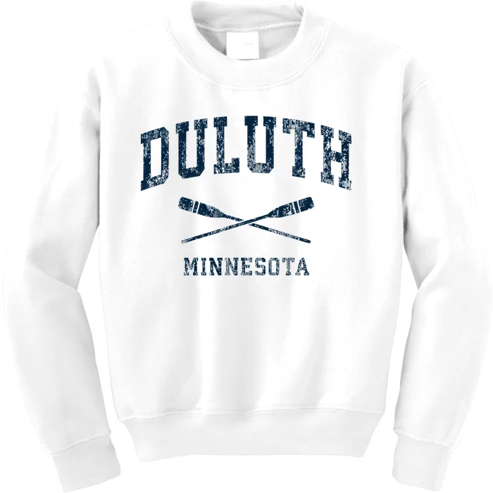 Duluth Minnesota Vintage Nautical Paddles Sports Oars Kids Sweatshirt