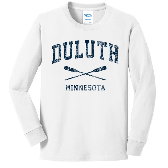 Duluth Minnesota Vintage Nautical Paddles Sports Oars Kids Long Sleeve Shirt