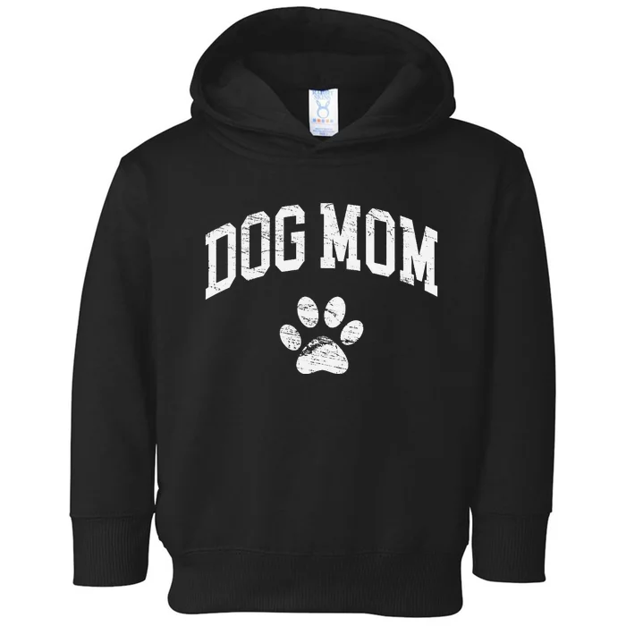 Dog Mom Vintage Distressed Design Funny Dog Paw Toddler Hoodie