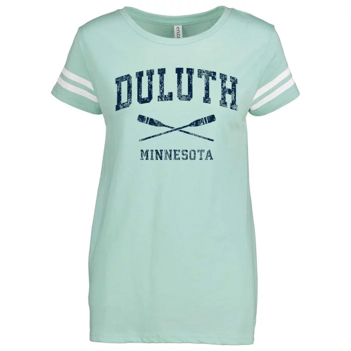 Duluth Minnesota Vintage Nautical Paddles Sports Oars Enza Ladies Jersey Football T-Shirt