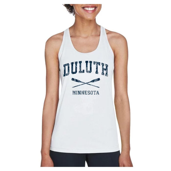 Duluth Minnesota Vintage Nautical Paddles Sports Oars Women's Racerback Tank