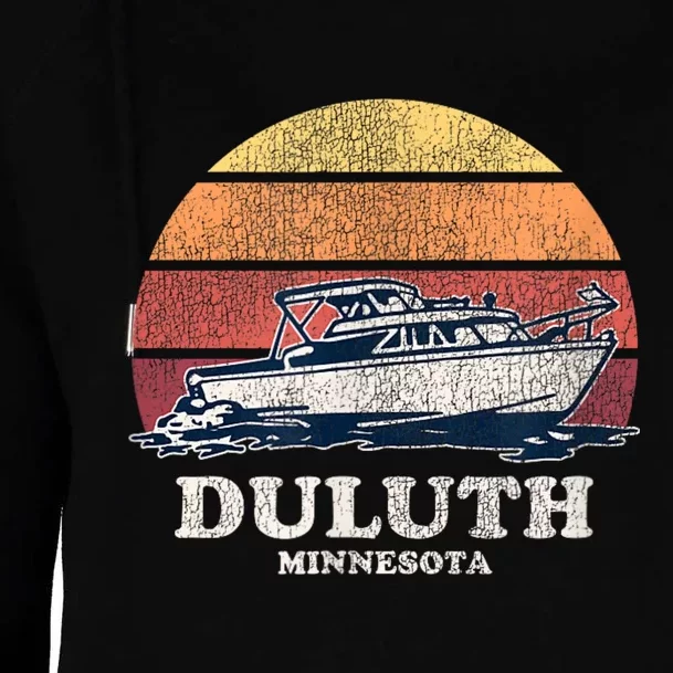 Duluth MN Vintage Boating 70s Retro Boat Womens Funnel Neck Pullover Hood