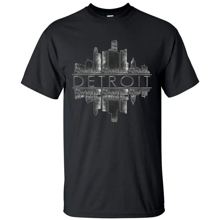 Detroit Mirrored Vintage Skyline Tall T-Shirt