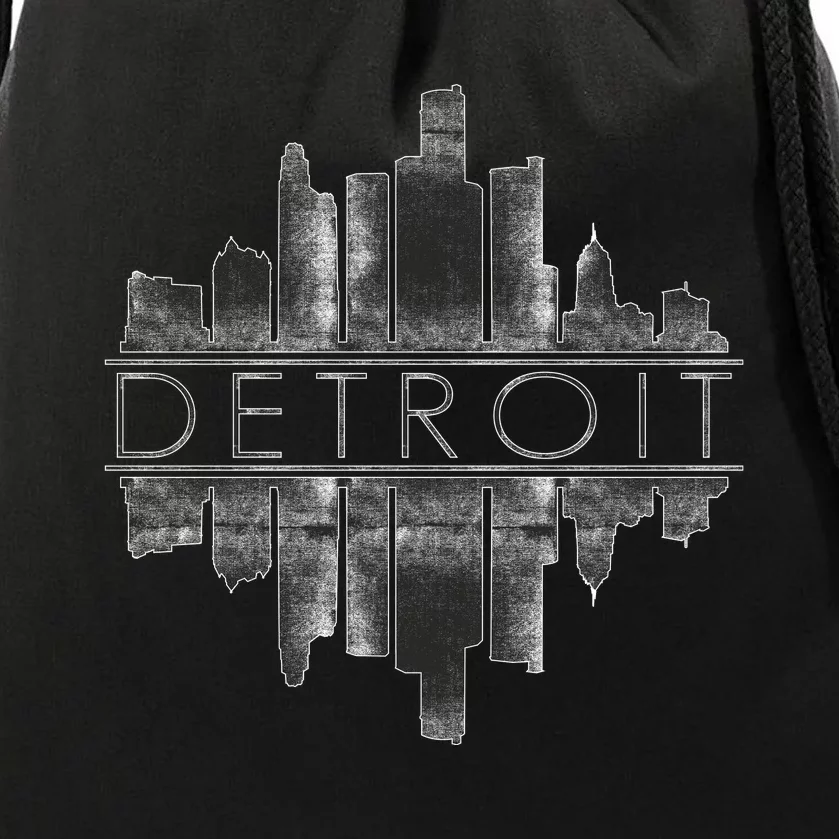 Detroit Mirrored Vintage Skyline Drawstring Bag