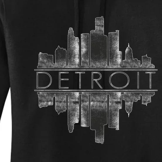 Detroit Mirrored Vintage Skyline Women's Pullover Hoodie