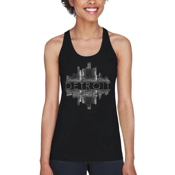 Detroit Mirrored Vintage Skyline Women's Racerback Tank