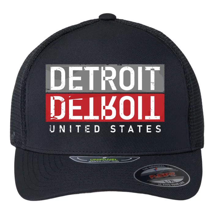 Detroit Mirrored Vintage Logo Flexfit Unipanel Trucker Cap