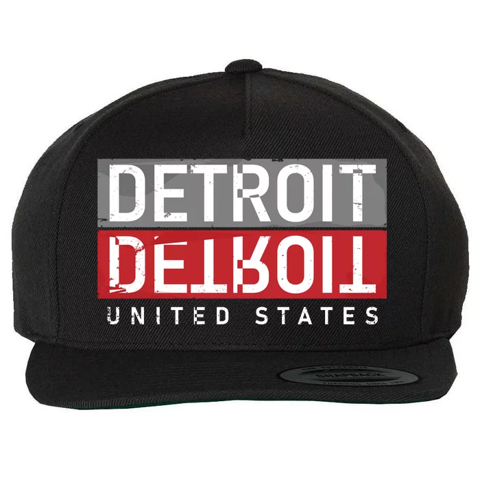 Detroit Mirrored Vintage Logo Wool Snapback Cap