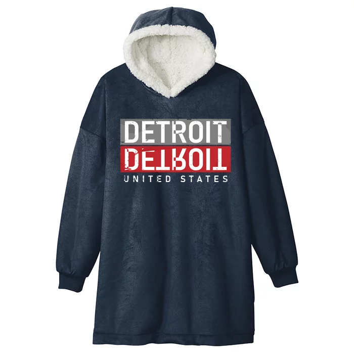 Detroit Mirrored Vintage Logo Hooded Wearable Blanket