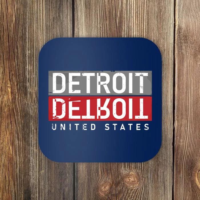 Detroit Mirrored Vintage Logo Coaster