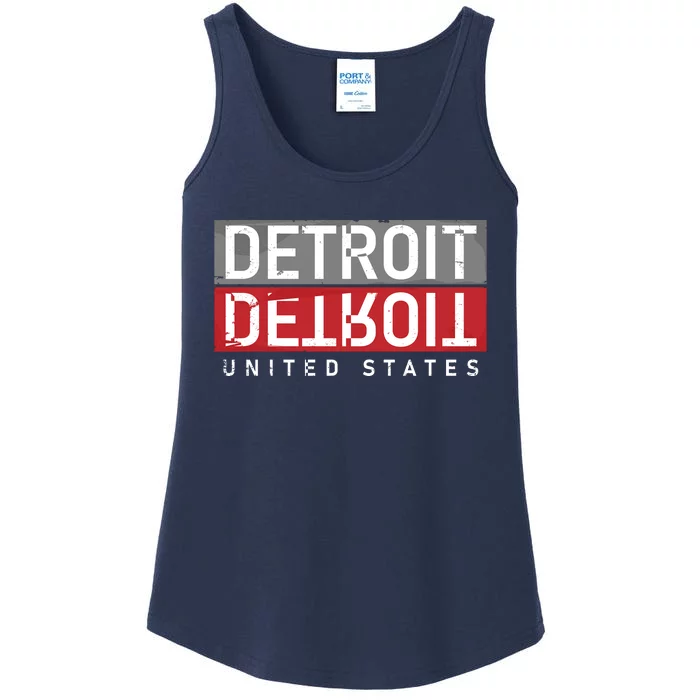 Detroit Mirrored Vintage Logo Ladies Essential Tank