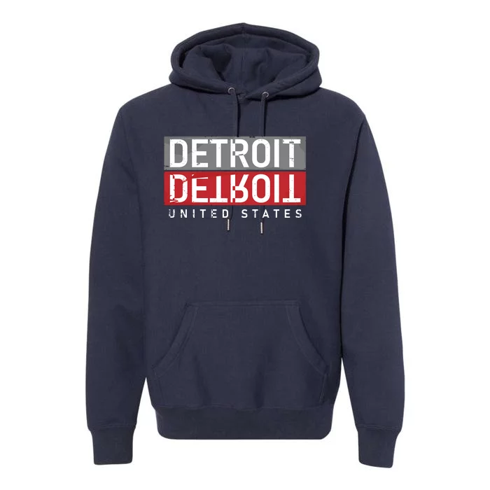 Detroit Mirrored Vintage Logo Premium Hoodie