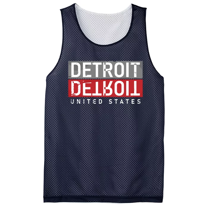 Detroit Mirrored Vintage Logo Mesh Reversible Basketball Jersey Tank