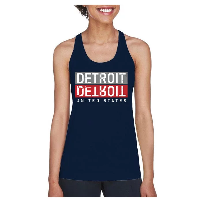 Detroit Mirrored Vintage Logo Women's Racerback Tank