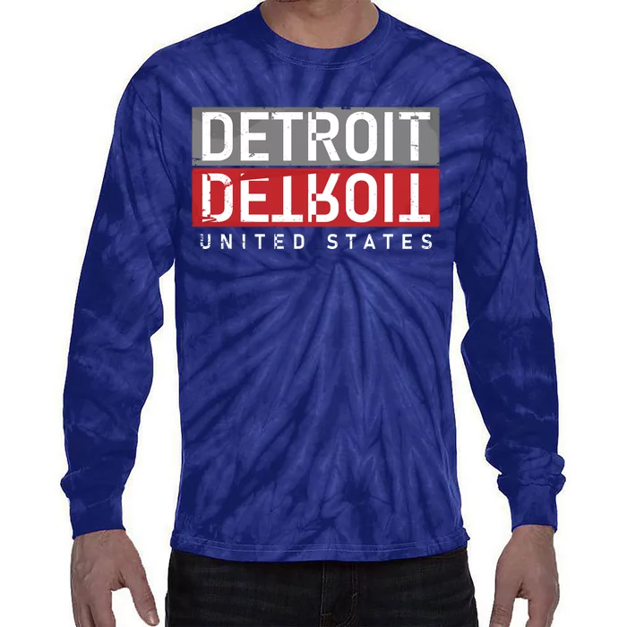 Detroit Mirrored Vintage Logo Tie-Dye Long Sleeve Shirt