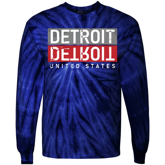 Detroit Mirrored Vintage Logo Tie-Dye Long Sleeve Shirt