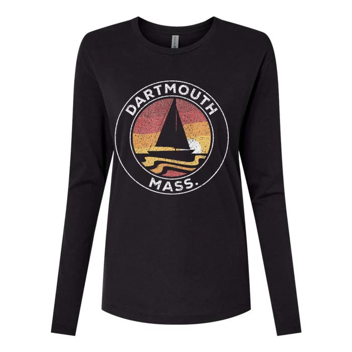 Dartmouth Massachusetts Vintage Sailboat 70s Womens Cotton Relaxed Long Sleeve T-Shirt