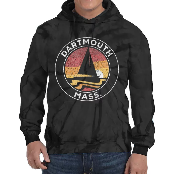 Dartmouth Massachusetts Vintage Sailboat 70s Tie Dye Hoodie