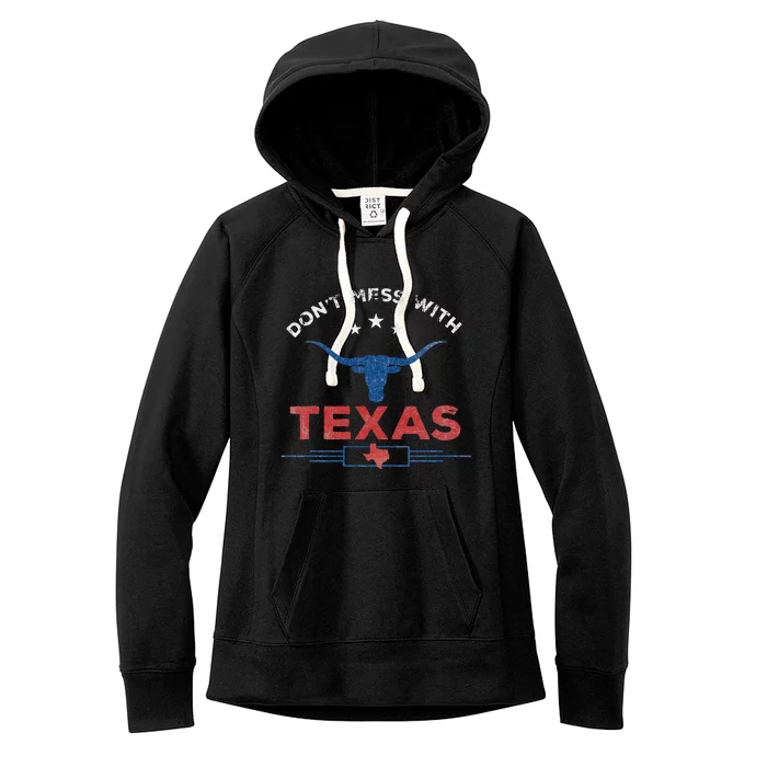 DonT Mess With Vintage Texas Longhorn Funny Vintage Women's Fleece Hoodie