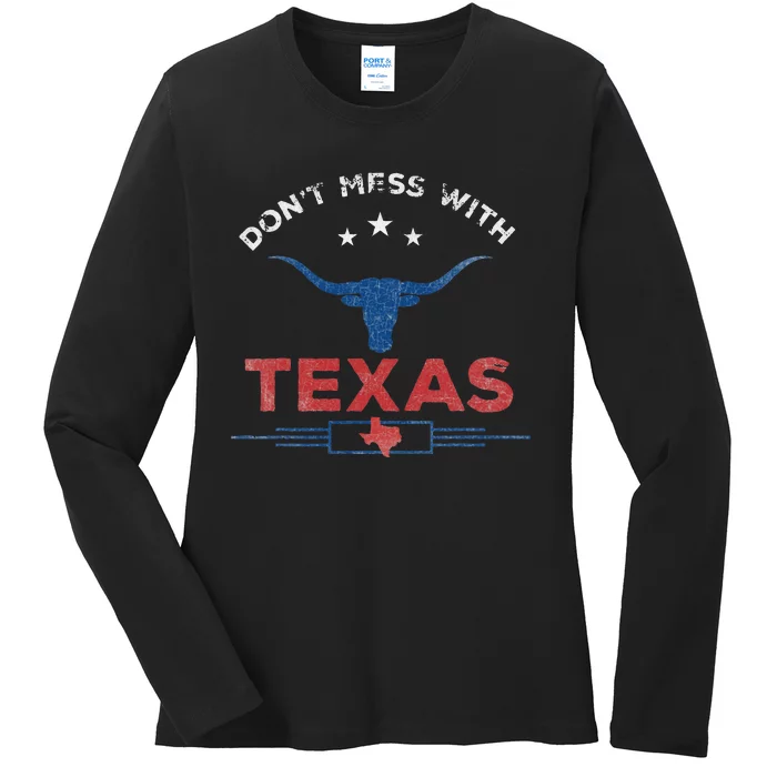 DonT Mess With Vintage Texas Longhorn Funny Vintage Ladies Long Sleeve Shirt