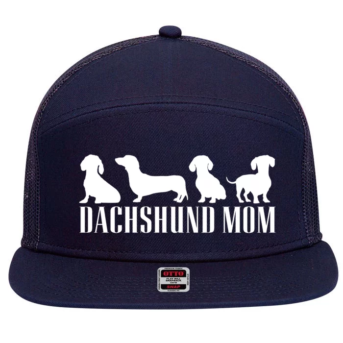 Dachshund Mom Wiener Doxie Graphic Dog Lover Cool Gift 7 Panel Mesh Trucker Snapback Hat