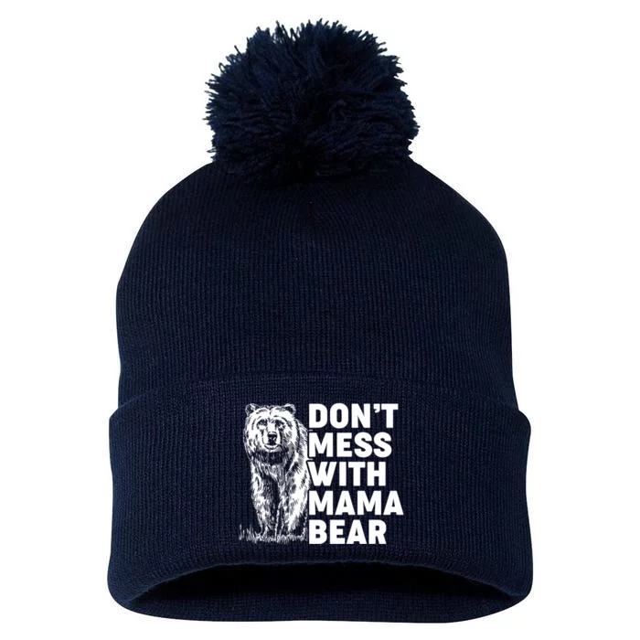 Don't Mess With Mama Bear Pom Pom 12in Knit Beanie