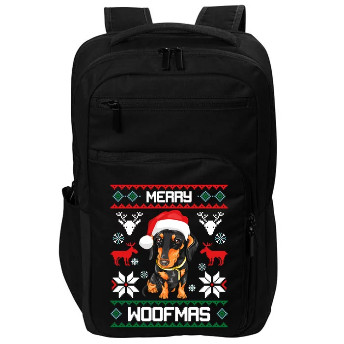 Dachshund Merry Woofmas Gift For Christmas Doxie Xmas Gift Impact Tech Backpack