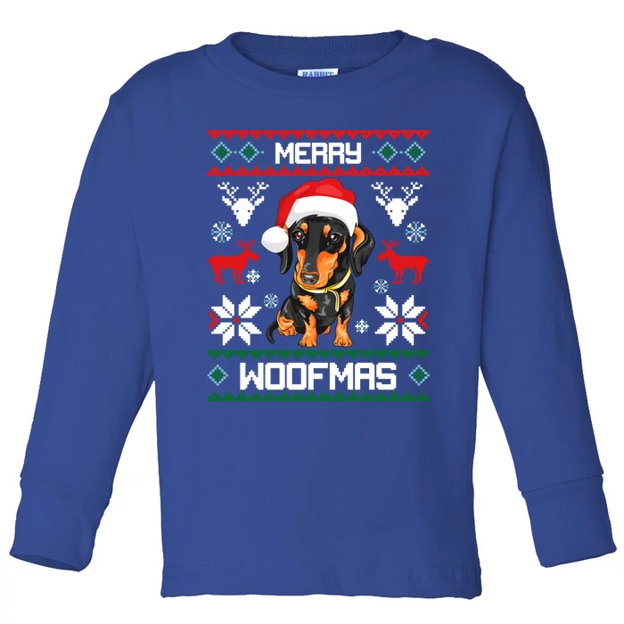 Dachshund Merry Woofmas Gift For Christmas Doxie Xmas Gift Toddler Long Sleeve Shirt