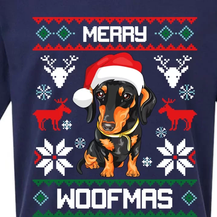 Dachshund Merry Woofmas Gift For Christmas Doxie Xmas Gift Sueded Cloud Jersey T-Shirt