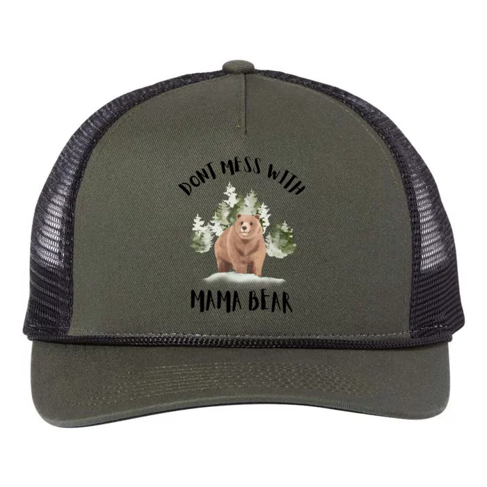 Don't Mess With Mama Bear Funny Mama Mommy Mom Bear Lovers Gift Retro Rope Trucker Hat Cap