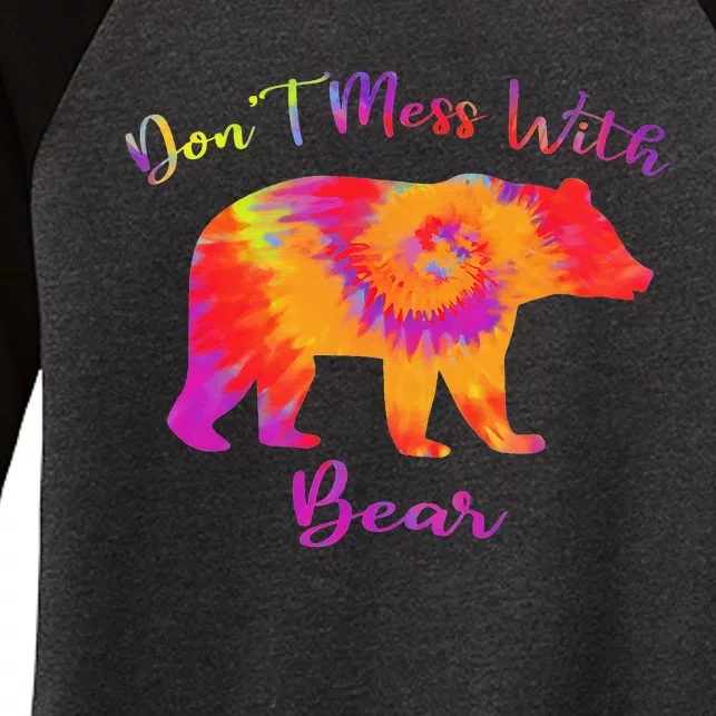 Don't Mess with Mama Bear Funny Mother's Day Tie Dye Women's Tri-Blend 3/4-Sleeve Raglan Shirt