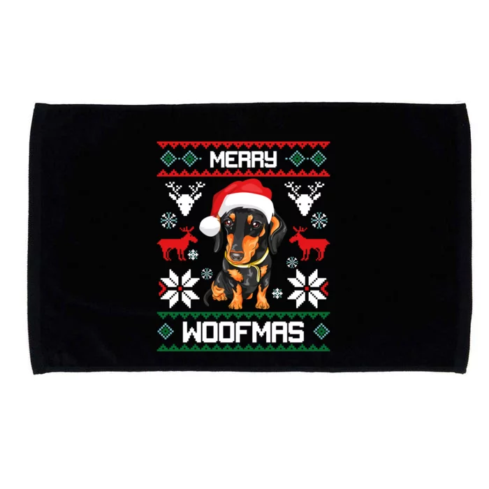 Dachshund Merry Woofmas Gift For Christmas Microfiber Hand Towel