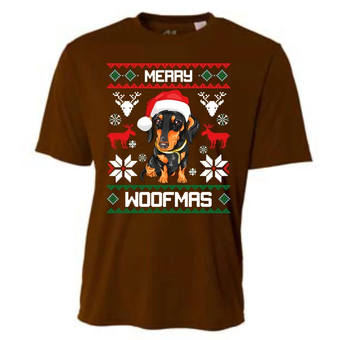 Dachshund Merry Woofmas Gift For Christmas Cooling Performance Crew T-Shirt