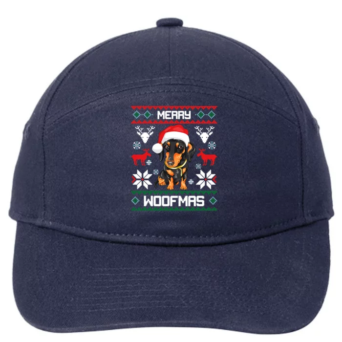 Dachshund Merry Woofmas Gift For Christmas 7-Panel Snapback Hat