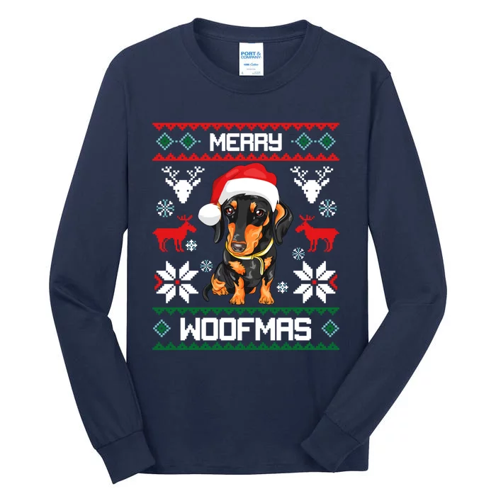 Dachshund Merry Woofmas Gift For Christmas Tall Long Sleeve T-Shirt