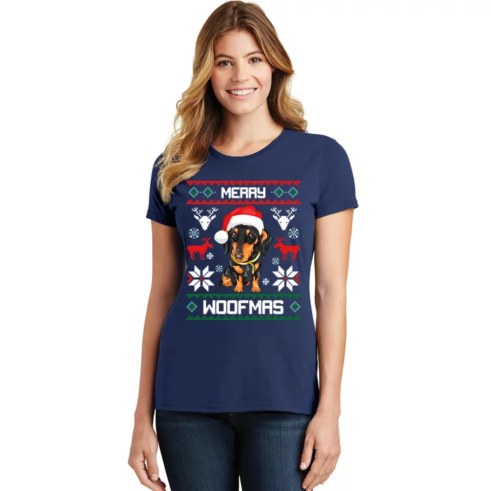 Dachshund Merry Woofmas Gift For Christmas Women's T-Shirt