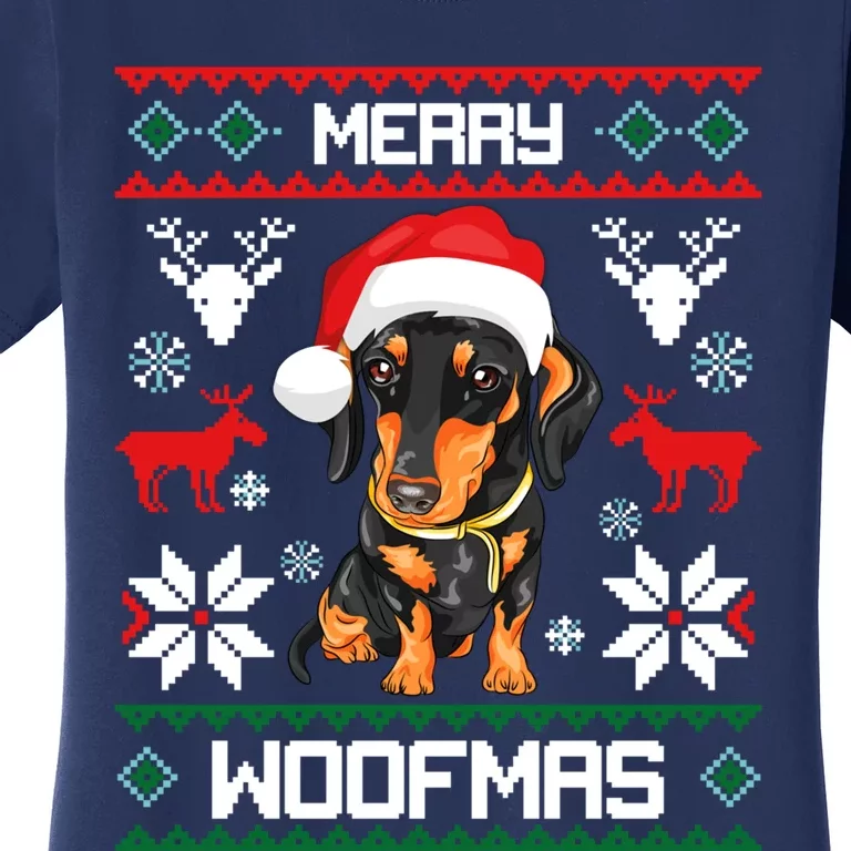 Dachshund Merry Woofmas Gift For Christmas Women's T-Shirt