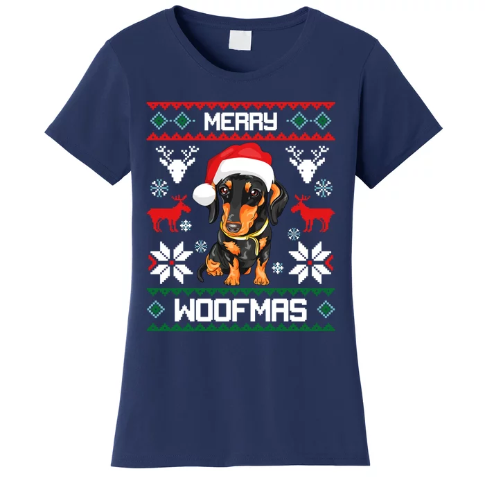 Dachshund Merry Woofmas Gift For Christmas Women's T-Shirt