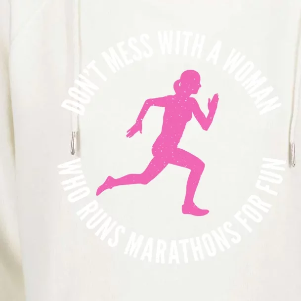 Dont Mess With A Who Runs Marathons For Fun Marathoner Gift Womens Funnel Neck Pullover Hood