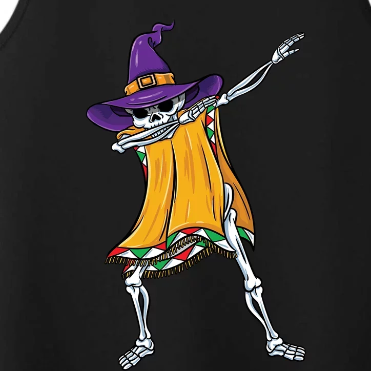 Dabbing Mexican Witch Skeleton Gift Performance Tank