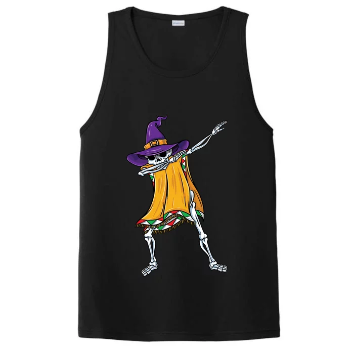 Dabbing Mexican Witch Skeleton Gift Performance Tank