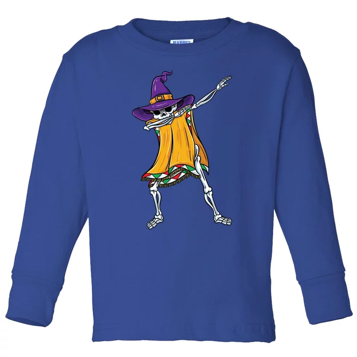 Dabbing Mexican Witch Skeleton Gift Toddler Long Sleeve Shirt