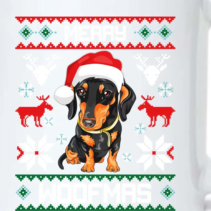 Dachshund Merry Woofmas Gift For Christmas Doxie Xmas Gift Black Color Changing Mug